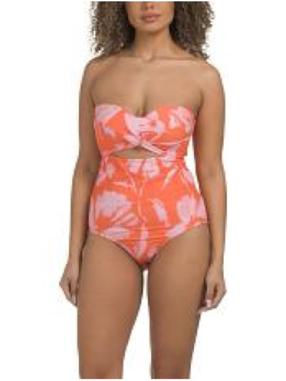 Nip Tuck Australia Strapless Pink & Orange Floral One-Piece Swimsuit - Sz 10